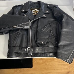 Sunrise Leather Co Sz 46 Black Leather Biker Jacket